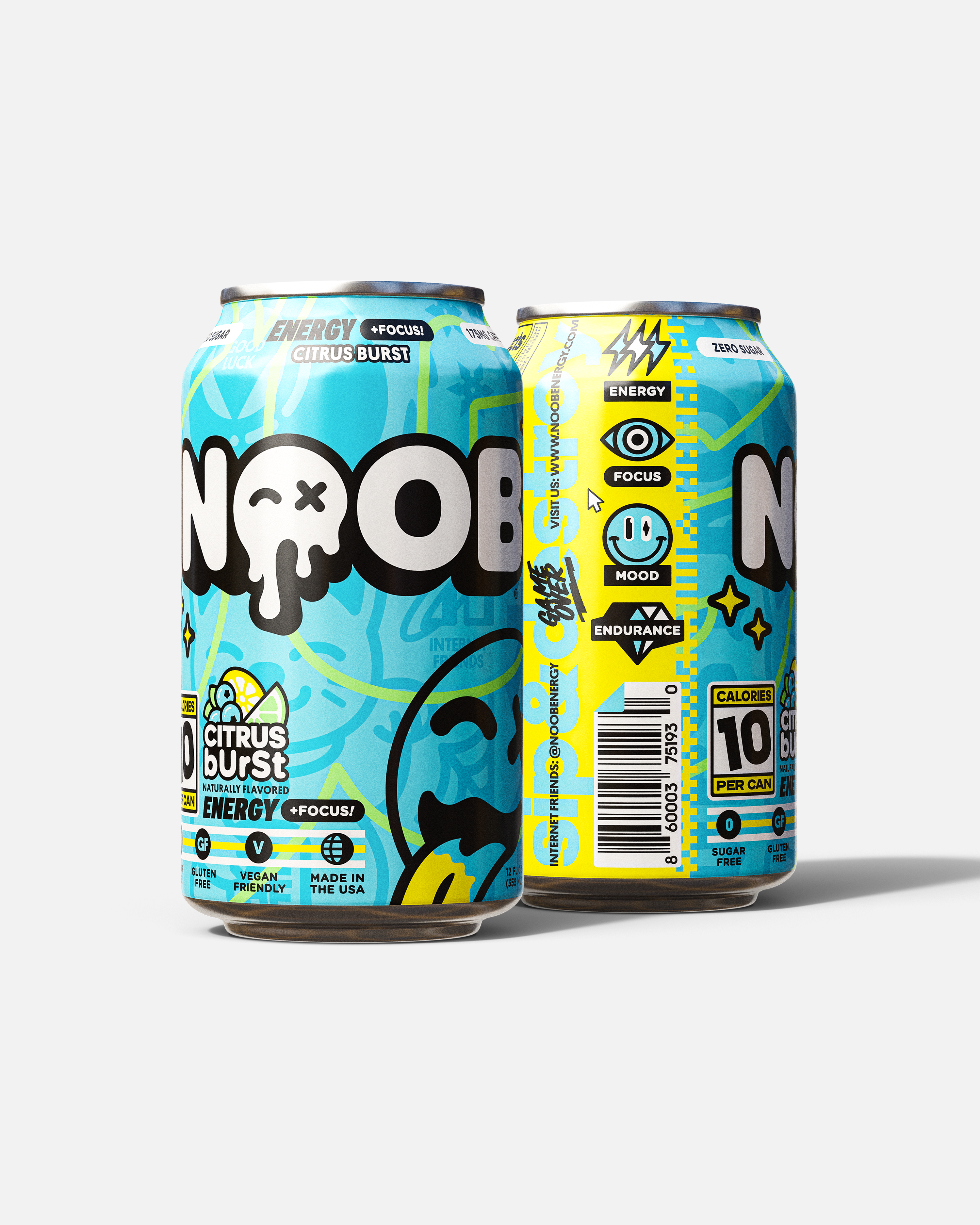 Can of Noob Energy Citrus Burst sugar-free gamer drink.