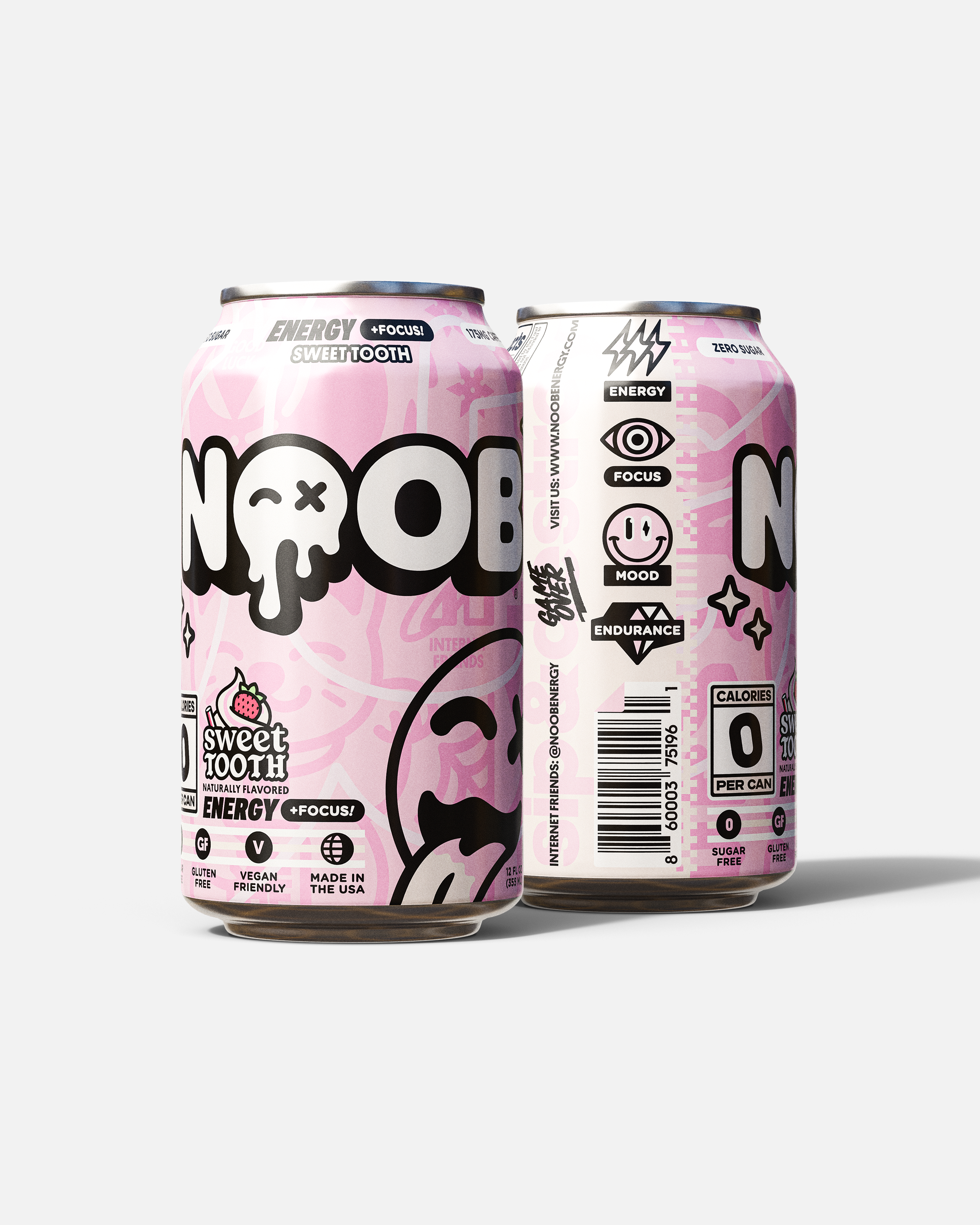 Can of Noob Energy Sweet Tooth zero-sugar gamer drink.