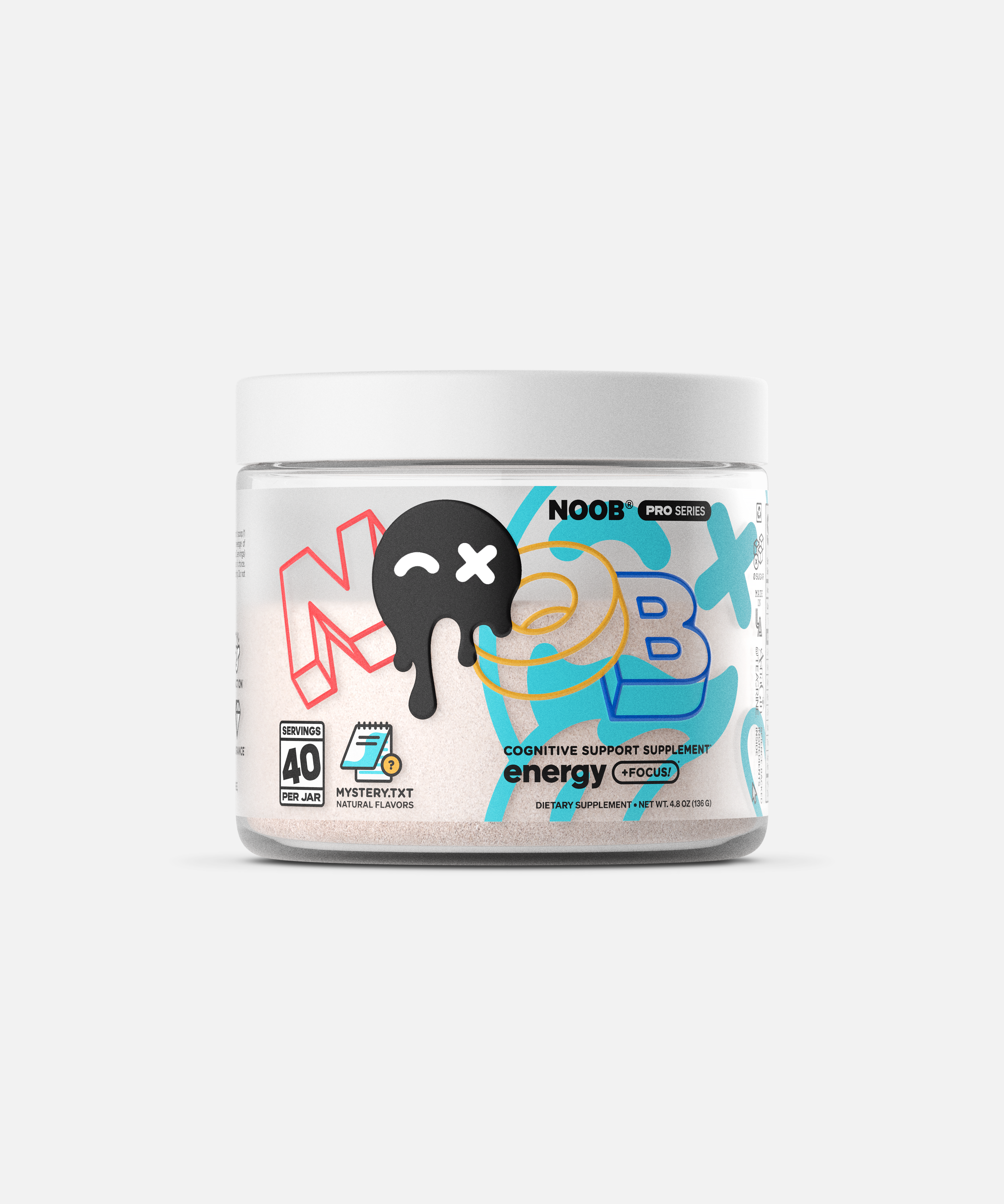 NOOB Pro Series Mystery flavor gaming energy drink powder, 200mg natural caffeine with alpha-GPC and L-theanine, zero sugar
