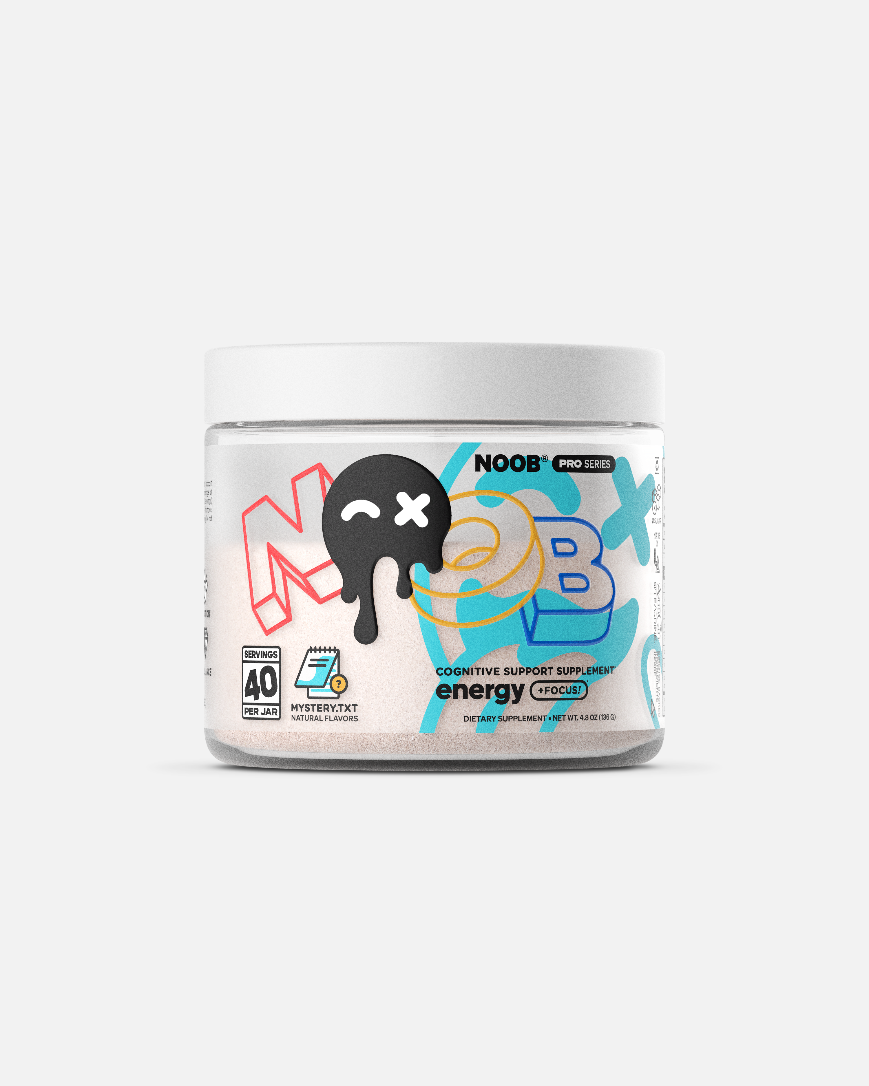 NOOB Pro Series Mystery flavor gaming energy drink powder, 200mg natural caffeine with alpha-GPC and L-theanine, zero sugar
