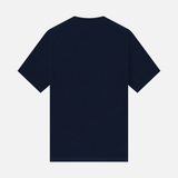 NOOB Multi Logo back of navy t-shirt.