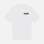 NOOB Obsidian graphic printed on the front, left chest, of a white t-shirt.