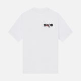 NOOB Obsidian graphic printed on the front, left chest, of a white t-shirt.